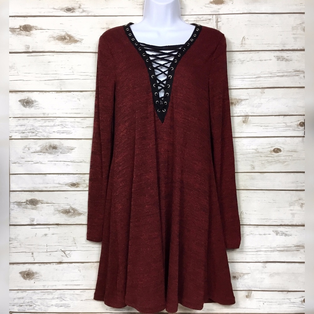 Miss Love Lace Up Heathered Steampunk Dress